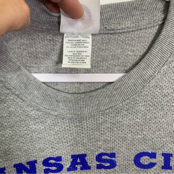 Vintage 90s MLB Baseball Kansas City Royals Men’s Size XL Grey Waffleknit Shirt - Picture 3 of 8